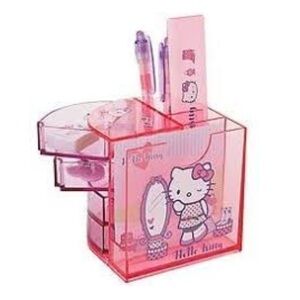 Rare NEW NIP Hello Kitty Sanrio Desktop Organizer Accessories Pink Acrylic 2007